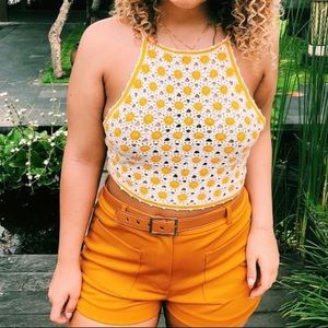 Daisy Yellow Crochet Halter Top